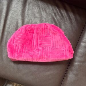 Bright Pink Quilted Velvet Cosmetic Bag